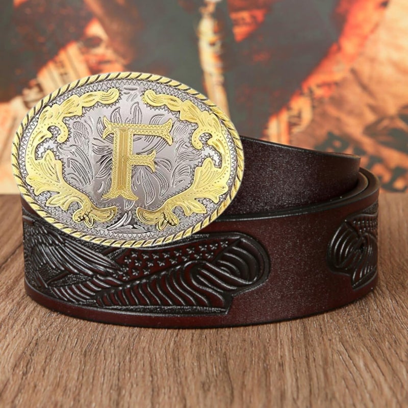 WMG Western Belt Buckle Initial Letters ABCDMRJ to Z Cowboy Belt Buckle, Rodeo Buckles for Men & Women - Image 4